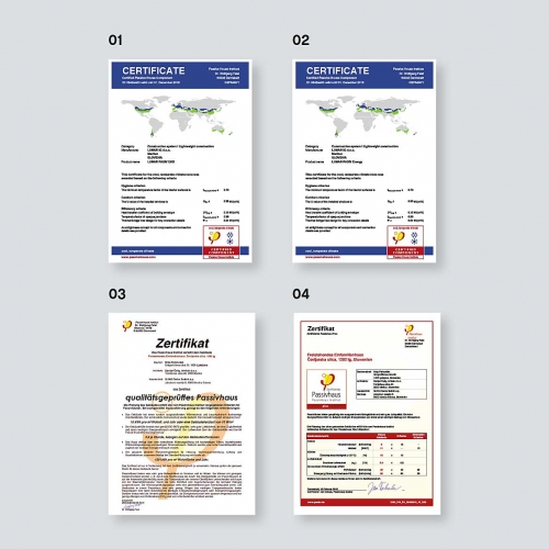 Lumar - Vier Zertifikate des Passivhaus Institutes in Darmstadt